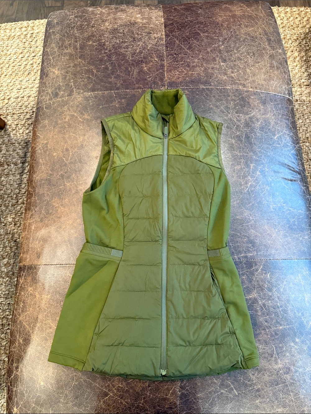 Women's Olive Green Quilted fitted Luluemon Vest Jacket